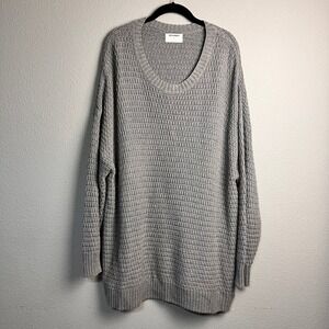 Old Navy XXL Md Grey Stitchy PO Tunic Textured Knit Oversized Sweater Monochrome